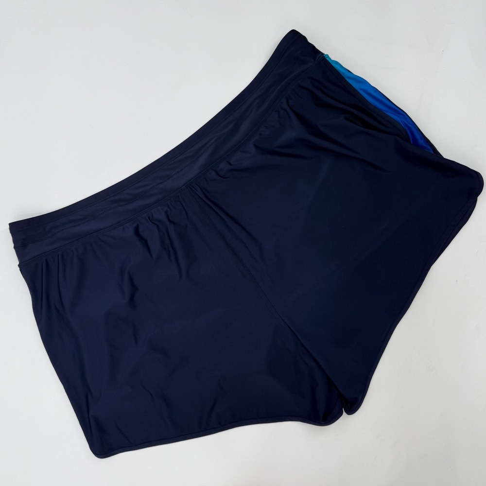 Cacique‎ Swim Shorts Womens 24 Blue Side Detail Elastic Waist Plus Size NWT